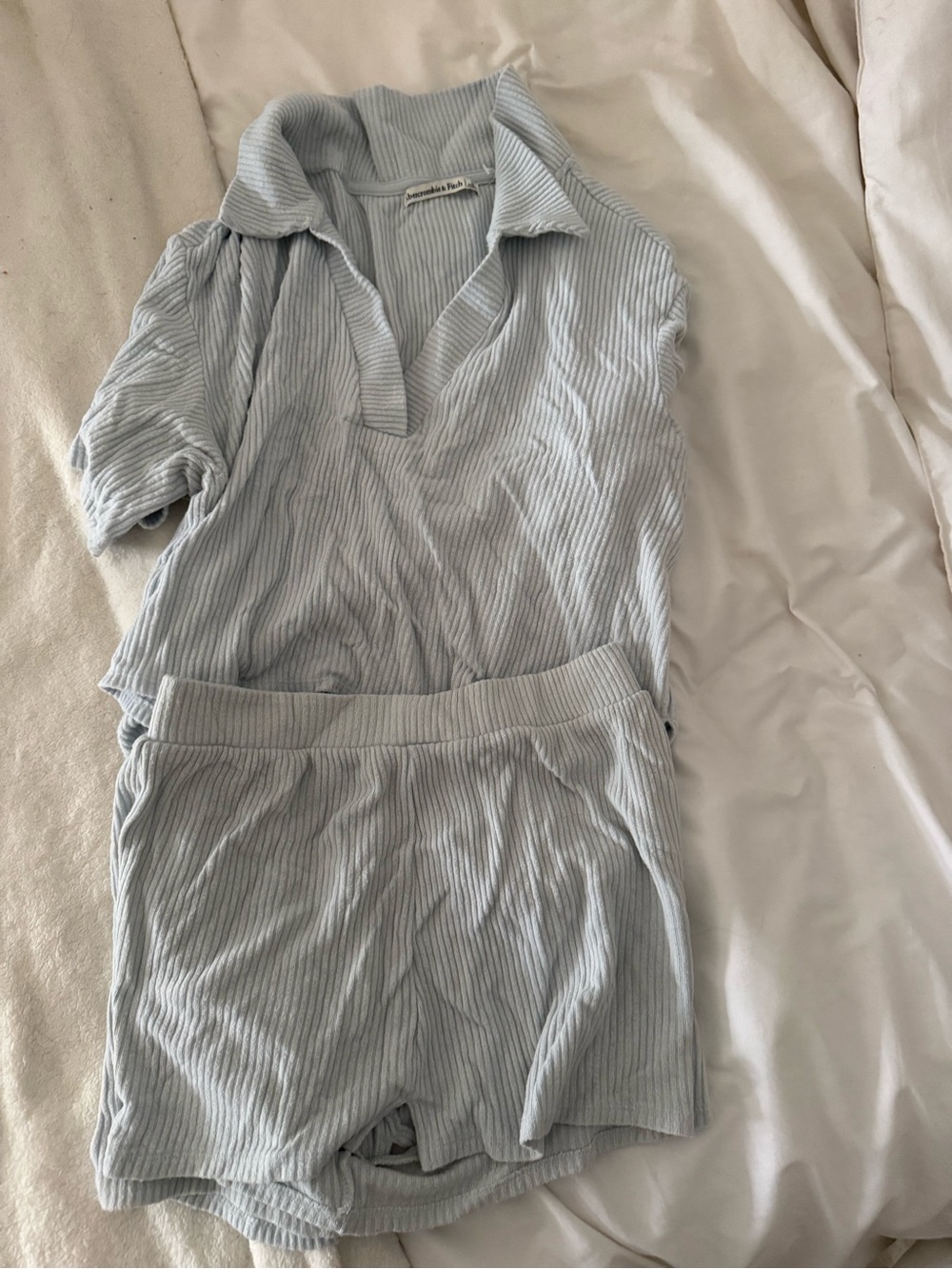 Abercrombie Light Blue Ribbed Two-Piece Loungewear Set